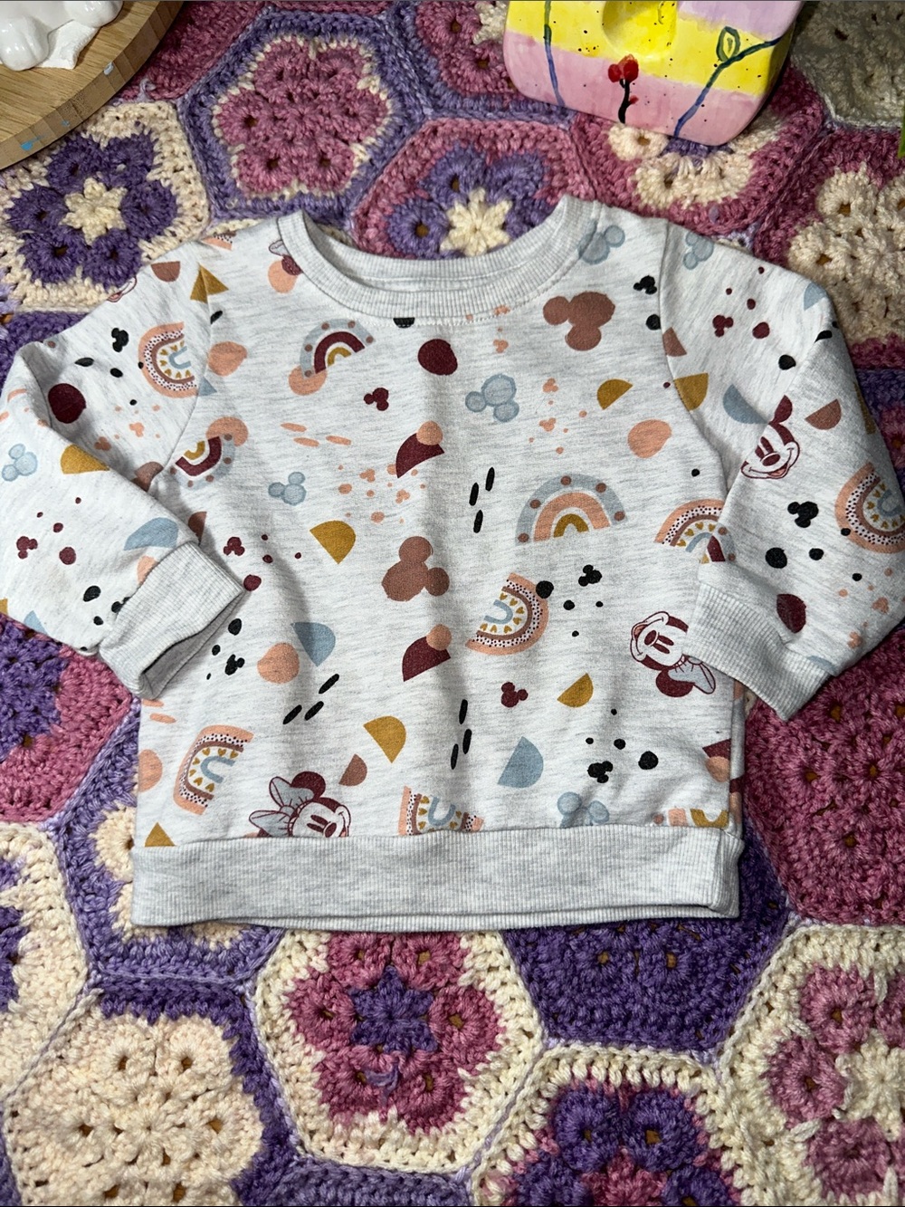 Disney Girls Heather Gray Pullover Sweatshirt with Pastel Accents B319